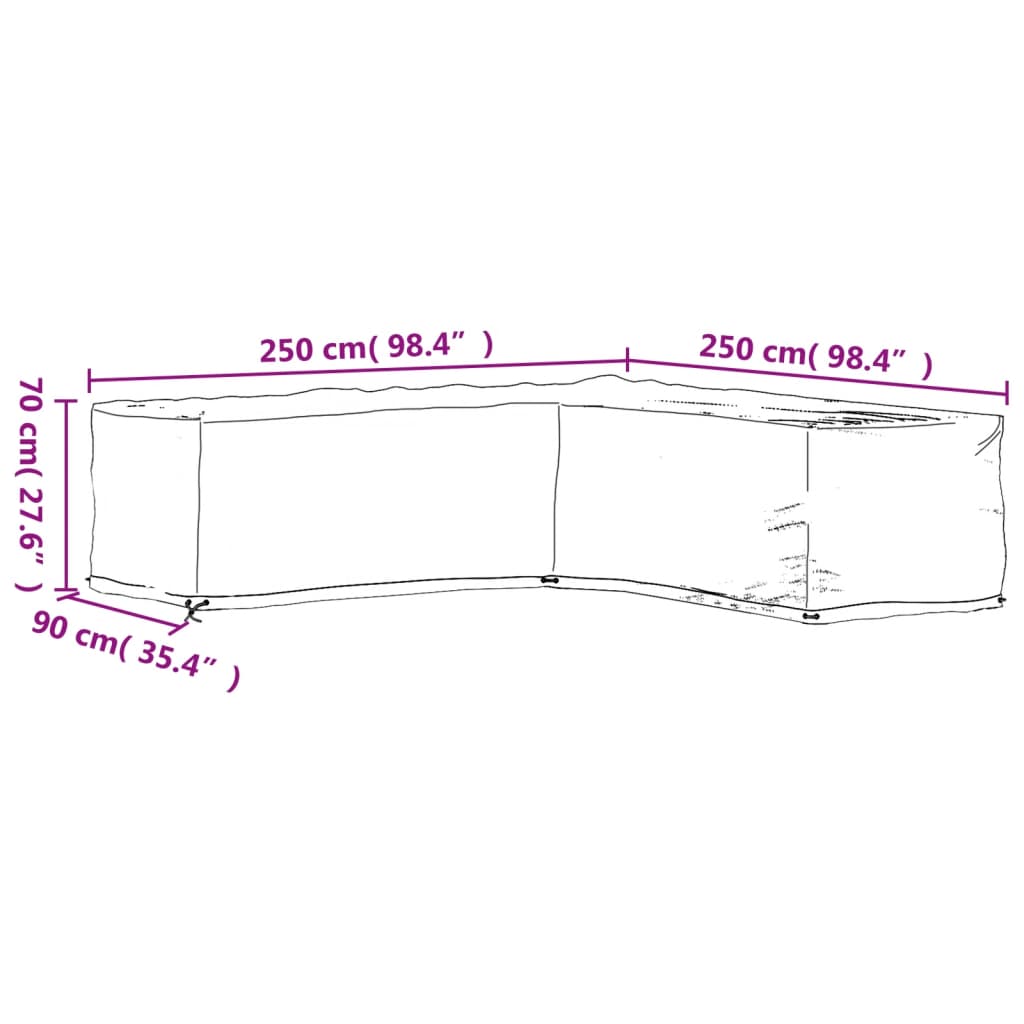 L-Shaped Garden Furniture Cover 16 Eyelets 250x250x70 cm