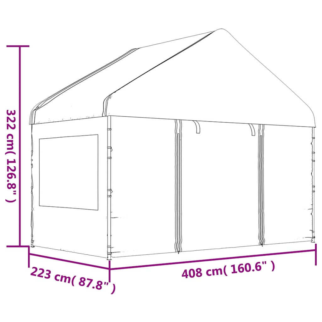 Gazebo with Roof White 13.38x4.08x3.22 m Polyethylene