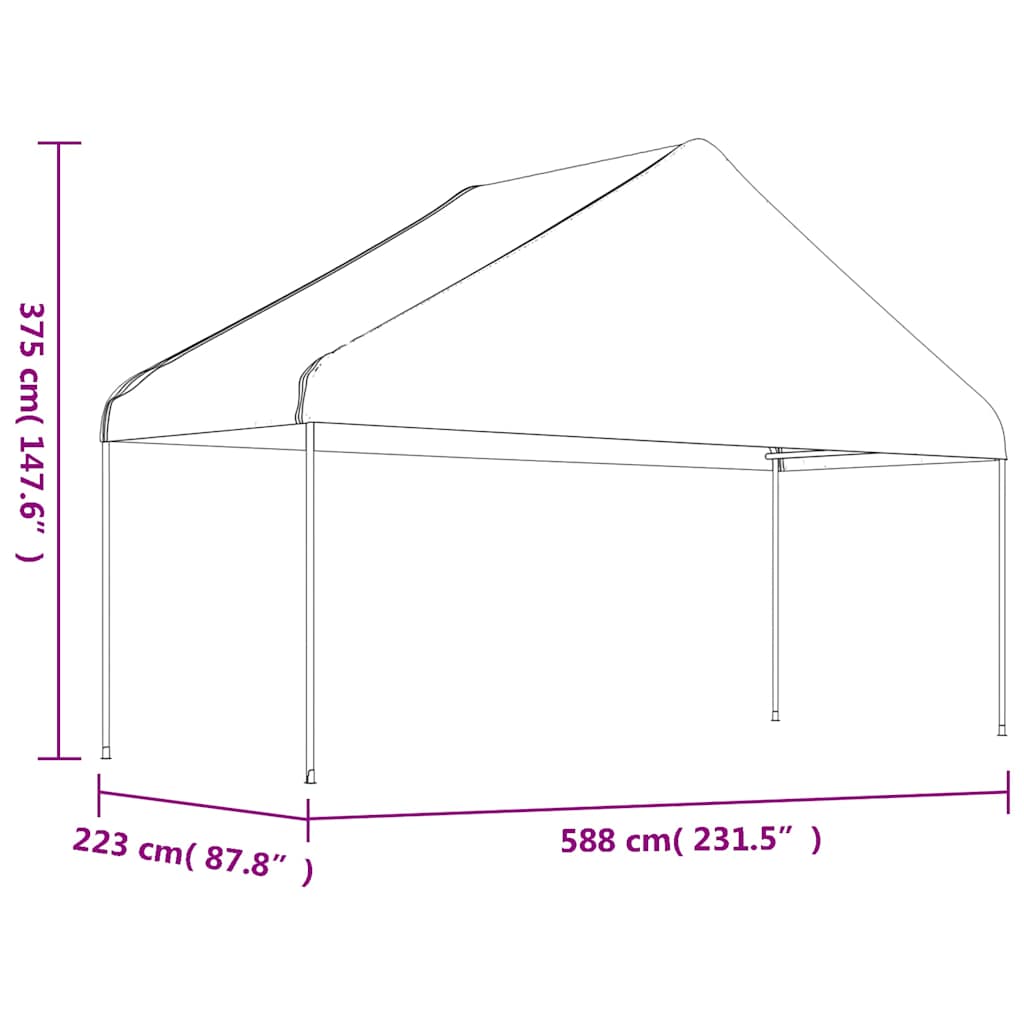Gazebo with Roof White 4.46x5.88x3.75 m Polyethylene