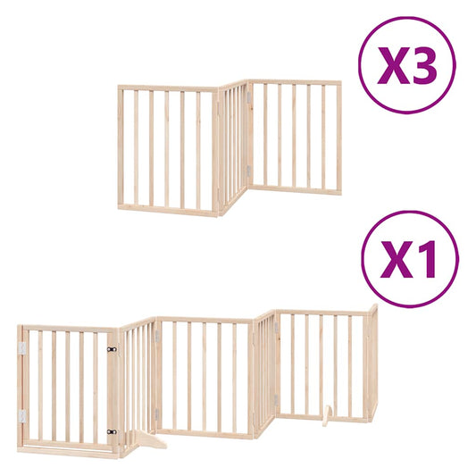 Dog Gate with Door Foldable 15 Panels 750 cm Poplar Wood Dog Gate with Door Foldable 15 Panels 750 cm Poplar Wood