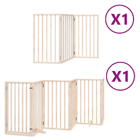 Dog Gate with Door Foldable 9 Panels 450 cm Poplar Wood Dog Gate with Door Foldable 9 Panels 450 cm Poplar Wood