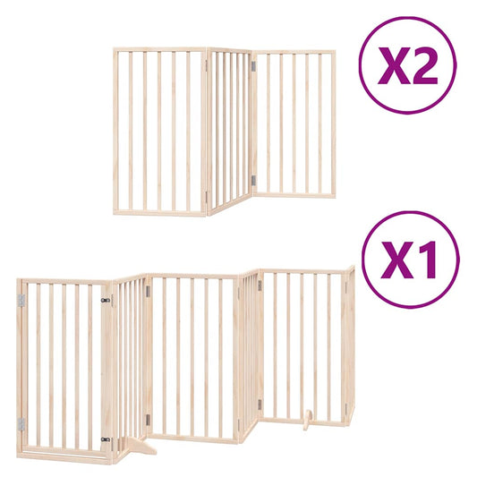 Dog Gate with Door Foldable 12 Panels 600 cm Poplar Wood Dog Gate with Door Foldable 12 Panels 600 cm Poplar Wood