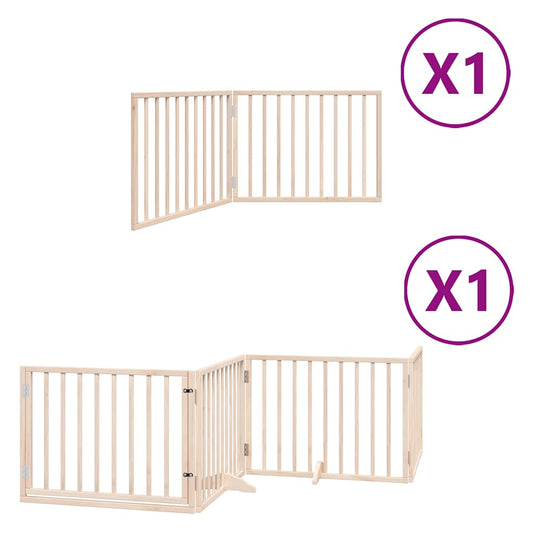Dog Gate with Door Foldable 6 Panels 480 cm Poplar Wood Dog Gate with Door Foldable 6 Panels 480 cm Poplar Wood