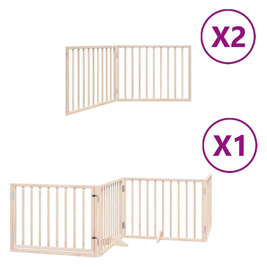 Dog Gate with Door Foldable 8 Panels 640 cm Poplar Wood Dog Gate with Door Foldable 8 Panels 640 cm Poplar Wood