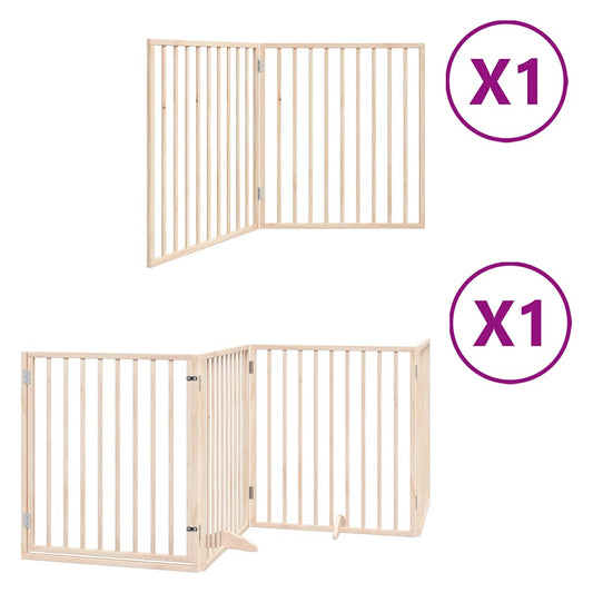 Dog Gate with Door Foldable 6 Panels 480 cm Poplar Wood Dog Gate with Door Foldable 6 Panels 480 cm Poplar Wood