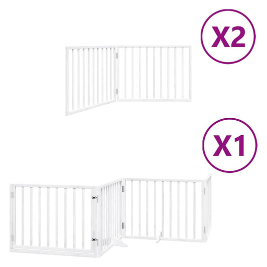 Dog Gate with Door Foldable 8 Panels White 640 cm Poplar Wood Dog Gate with Door Foldable 8 Panels White 640 cm Poplar Wood