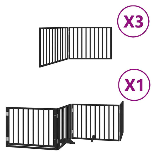 Dog Gate with Door Foldable 10 Panels Black 800 cm Poplar Wood Dog Gate with Door Foldable 10 Panels Black 800 cm Poplar Wood