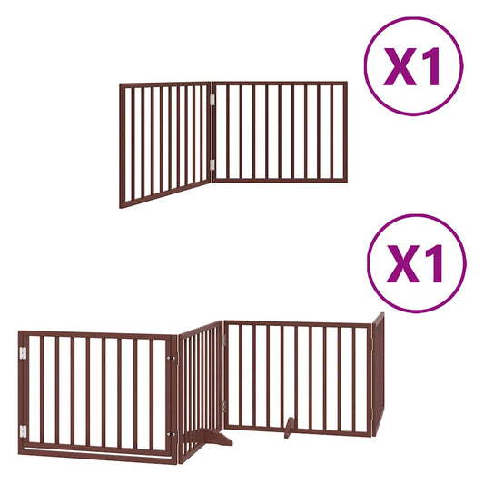 Dog Gate with Door Foldable 6 Panels Brown 480 cm Poplar Wood Dog Gate with Door Foldable 6 Panels Brown 480 cm Poplar Wood