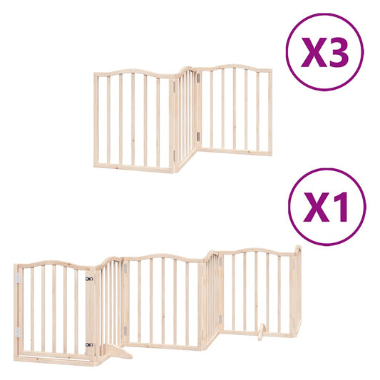 Dog Gate with Door Foldable 15 Panels 750 cm Poplar Wood Dog Gate with Door Foldable 15 Panels 750 cm Poplar Wood
