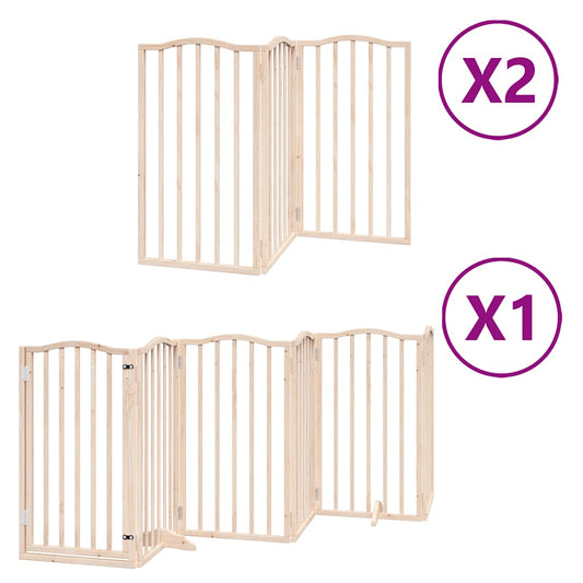 Dog Gate with Door Foldable 12 Panels 600 cm Poplar Wood Dog Gate with Door Foldable 12 Panels 600 cm Poplar Wood