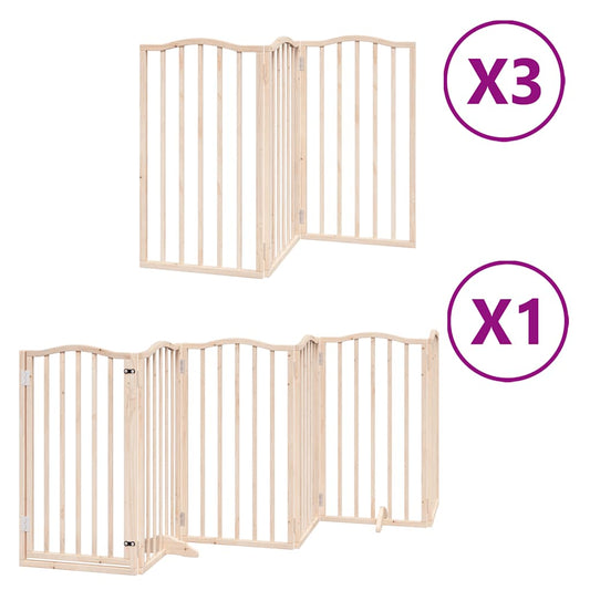 Dog Gate with Door Foldable 15 Panels 750 cm Poplar Wood Dog Gate with Door Foldable 15 Panels 750 cm Poplar Wood