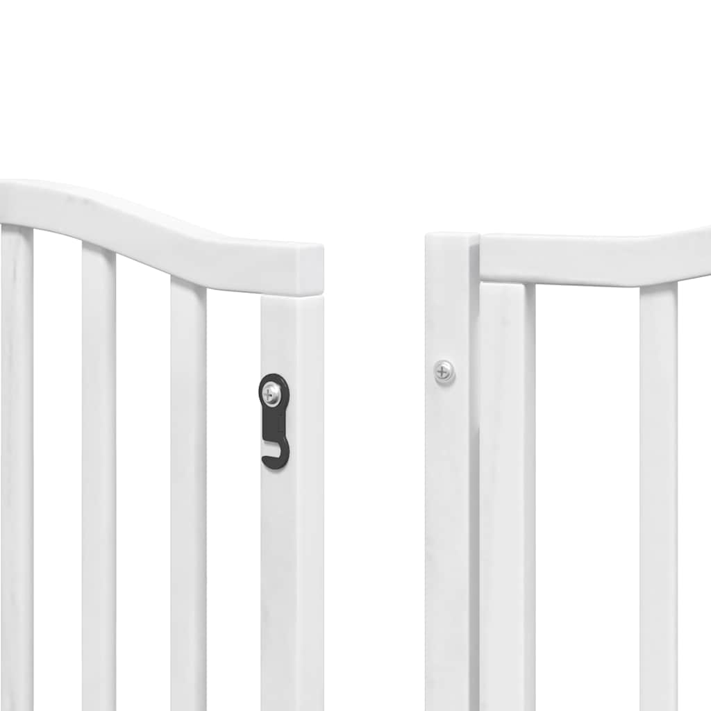Dog Gate with Door Foldable 15 Panels White 750 cm Poplar Wood