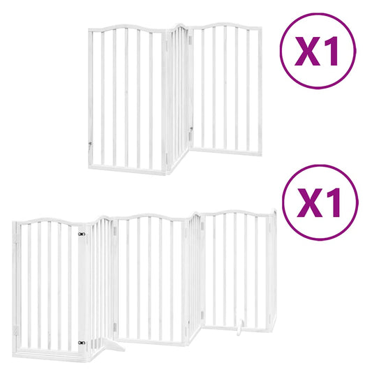 Dog Gate with Door Foldable 9 Panels White 450 cm Poplar Wood Dog Gate with Door Foldable 9 Panels White 450 cm Poplar Wood