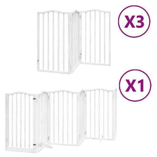 Dog Gate with Door Foldable 15 Panels White 750 cm Poplar Wood Dog Gate with Door Foldable 15 Panels White 750 cm Poplar Wood