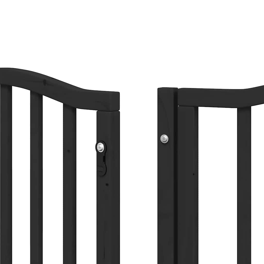Dog Gate with Door Foldable 12 Panels Black 600 cm Poplar Wood