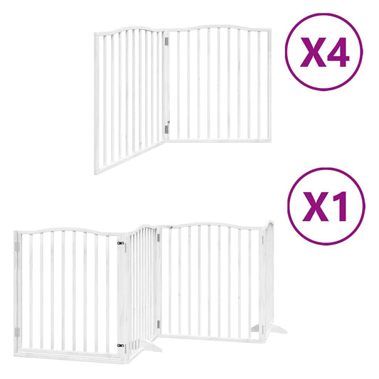Dog Gate with Door Foldable 12 Panels White 960 cm Poplar Wood Dog Gate with Door Foldable 12 Panels White 960 cm Poplar Wood