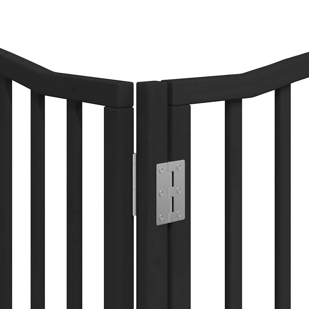 Dog Gate with Door Foldable 6 Panels Black 480 cm Poplar Wood