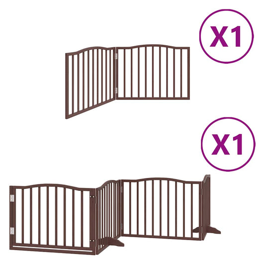 Dog Gate with Door Foldable 6 Panels Brown 480 cm Poplar Wood Dog Gate with Door Foldable 6 Panels Brown 480 cm Poplar Wood