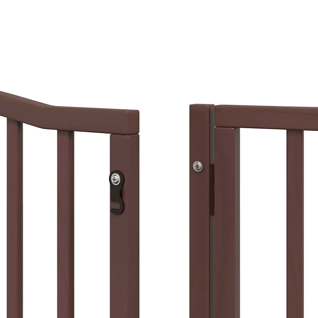 Dog Gate with Door Foldable 6 Panels Brown 480 cm Poplar Wood