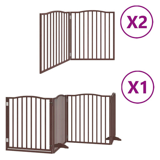 Dog Gate with Door Foldable 8 Panels Brown 640 cm Poplar Wood Dog Gate with Door Foldable 8 Panels Brown 640 cm Poplar Wood