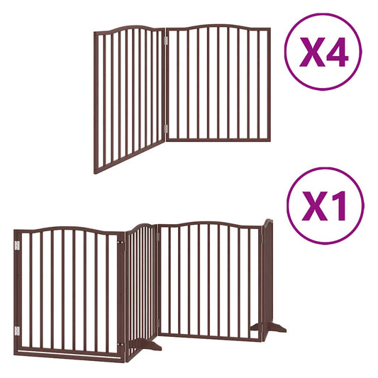 Dog Gate with Door Foldable 12 Panels Brown 960 cm Poplar Wood Dog Gate with Door Foldable 12 Panels Brown 960 cm Poplar Wood