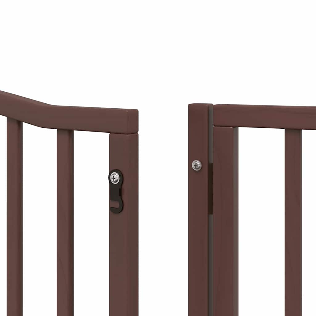 Dog Gate with Door Foldable 12 Panels Brown 960 cm Poplar Wood
