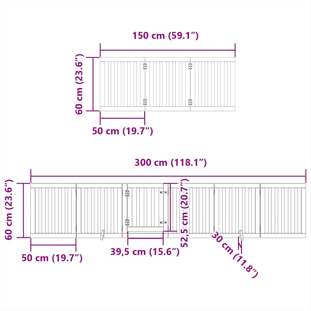 Dog Gate with Door Foldable 9 Panels 450 cm Poplar Wood