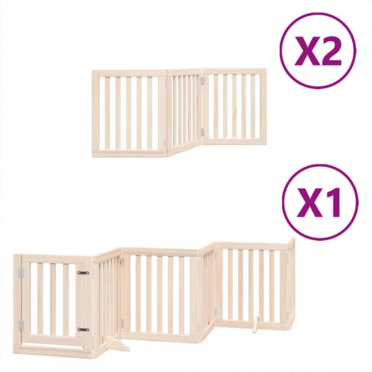 Dog Gate with Door Foldable 12 Panels 600 cm Poplar Wood Dog Gate with Door Foldable 12 Panels 600 cm Poplar Wood