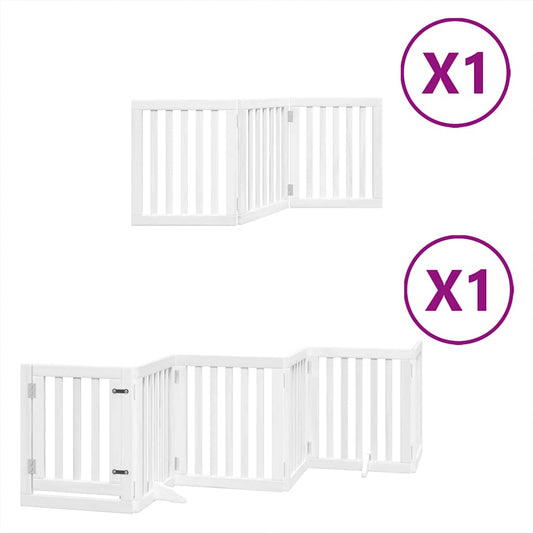 Dog Gate with Door Foldable 9 Panels White 450 cm Poplar Wood Dog Gate with Door Foldable 9 Panels White 450 cm Poplar Wood