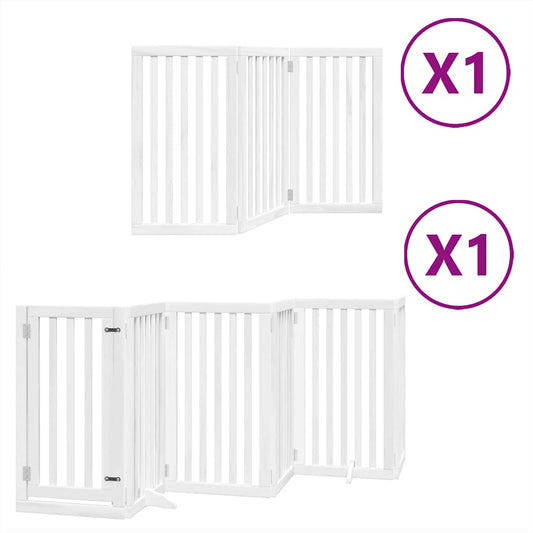 Dog Gate with Door Foldable 9 Panels White 450 cm Poplar Wood Dog Gate with Door Foldable 9 Panels White 450 cm Poplar Wood