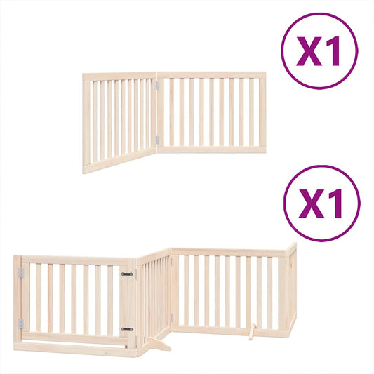 Dog Gate with Door Foldable 6 Panels 480 cm Poplar Wood Dog Gate with Door Foldable 6 Panels 480 cm Poplar Wood