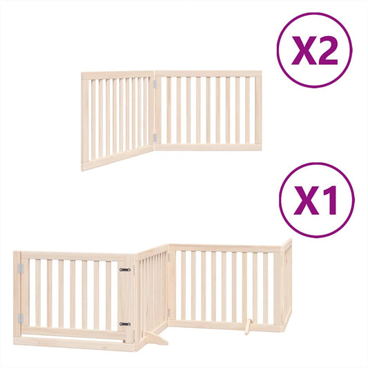 Dog Gate with Door Foldable 8 Panels 640 cm Poplar Wood Dog Gate with Door Foldable 8 Panels 640 cm Poplar Wood