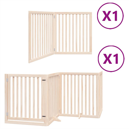 Dog Gate with Door Foldable 6 Panels 480 cm Poplar Wood Dog Gate with Door Foldable 6 Panels 480 cm Poplar Wood