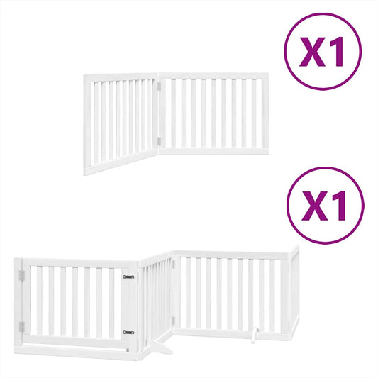 Dog Gate with Door Foldable 6 Panels White 480 cm Poplar Wood Dog Gate with Door Foldable 6 Panels White 480 cm Poplar Wood