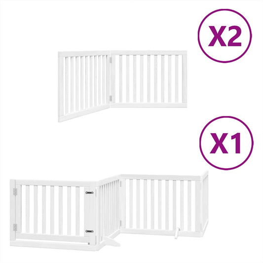 Dog Gate with Door Foldable 8 Panels White 640 cm Poplar Wood Dog Gate with Door Foldable 8 Panels White 640 cm Poplar Wood