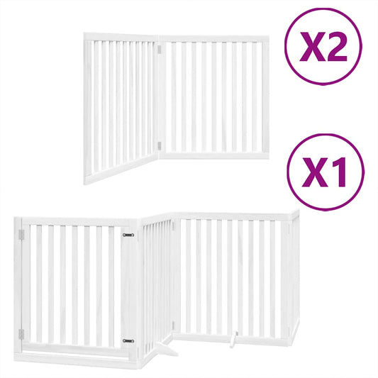 Dog Gate with Door Foldable 8 Panels White 640 cm Poplar Wood Dog Gate with Door Foldable 8 Panels White 640 cm Poplar Wood