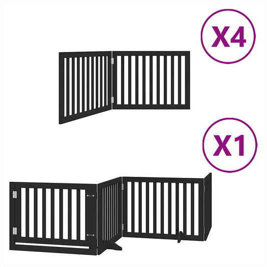 Dog Gate with Door Foldable 12 Panels Black 960 cm Poplar Wood Dog Gate with Door Foldable 12 Panels Black 960 cm Poplar Wood