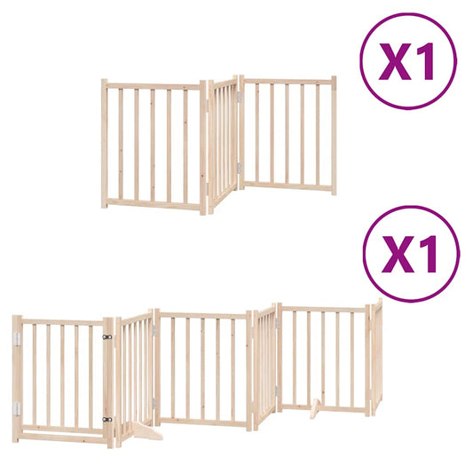 Dog Gate with Door Foldable 9 Panels 450 cm Poplar Wood Dog Gate with Door Foldable 9 Panels 450 cm Poplar Wood
