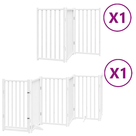 Dog Gate with Door Foldable 9 Panels White 450 cm Poplar Wood Dog Gate with Door Foldable 9 Panels White 450 cm Poplar Wood
