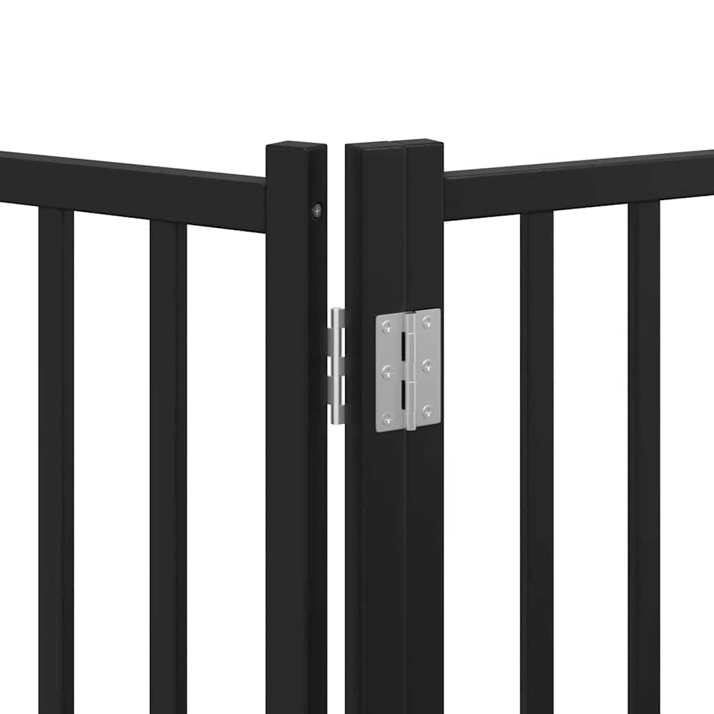 Dog Gate with Door Foldable 9 Panels Black 450 cm Poplar Wood