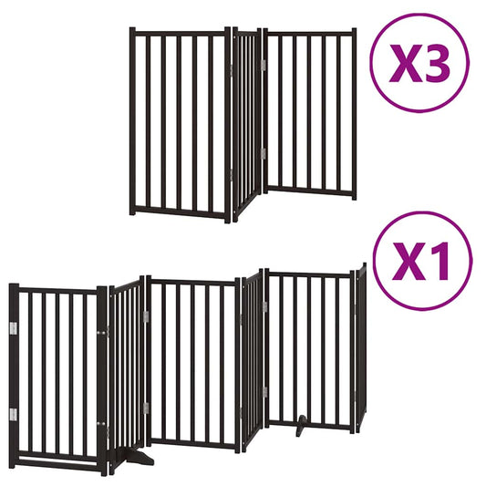 Dog Gate with Door Foldable 15 Panels Black 750 cm Poplar Wood Dog Gate with Door Foldable 15 Panels Black 750 cm Poplar Wood