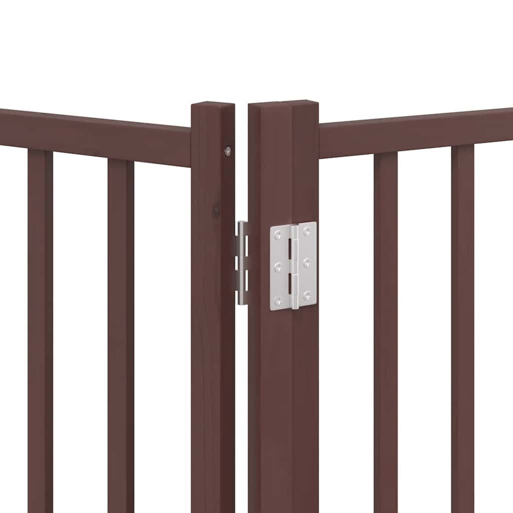 Dog Gate with Door Foldable 12 Panels Brown 600 cm Poplar Wood