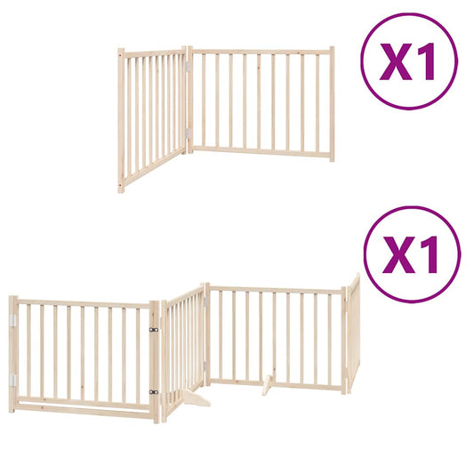 Dog Gate with Door Foldable 6 Panels 480 cm Poplar Wood Dog Gate with Door Foldable 6 Panels 480 cm Poplar Wood