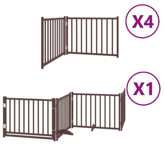 Dog Gate with Door Foldable 12 Panels Brown 960 cm Poplar Wood Dog Gate with Door Foldable 12 Panels Brown 960 cm Poplar Wood