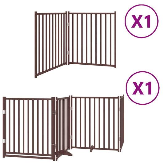 Dog Gate with Door Foldable 6 Panels Brown 480 cm Poplar Wood Dog Gate with Door Foldable 6 Panels Brown 480 cm Poplar Wood