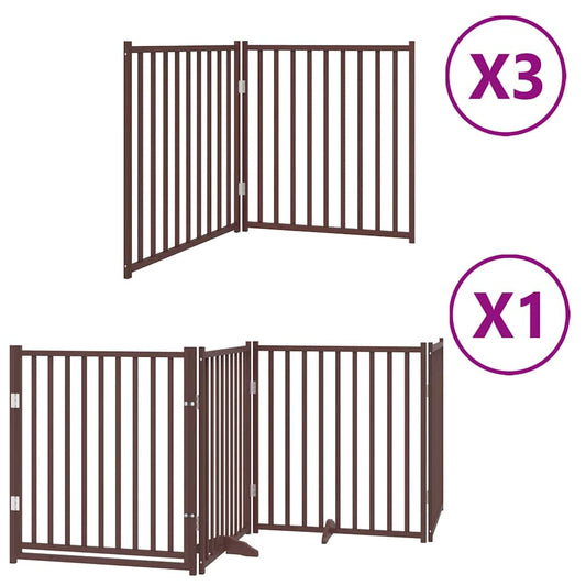 Dog Gate with Door Foldable 10 Panels Brown 800 cm Poplar Wood Dog Gate with Door Foldable 10 Panels Brown 800 cm Poplar Wood