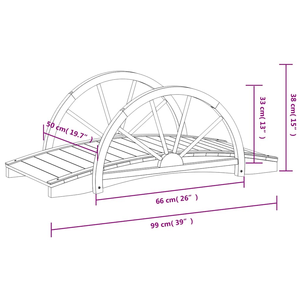 Garden Bridge with Half-wheel 99x50x38 cm Solid Wood Fir
