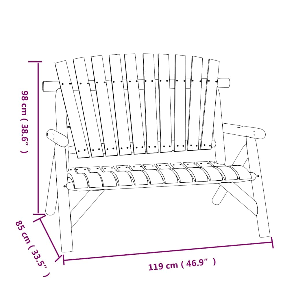 2-Seater Garden Bench 119x85x98 cm Solid Wood Spruce