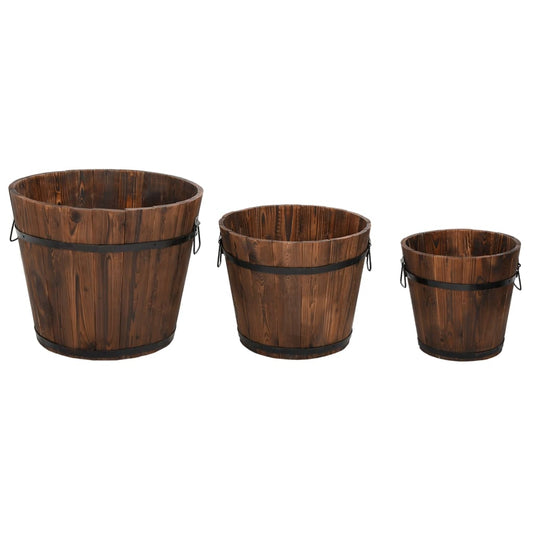 3 Piece Wooden Bucket Planter Set Solid Wood Fir 3 Piece Wooden Bucket Planter Set Solid Wood Fir