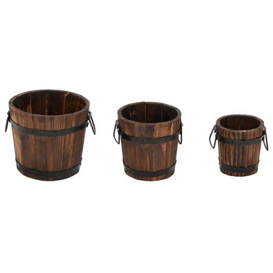 3 Piece Wooden Bucket Planter Set Solid Wood Fir 3 Piece Wooden Bucket Planter Set Solid Wood Fir